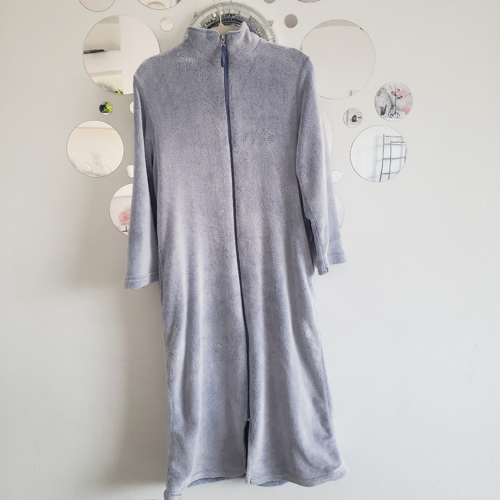EUC Oscar de la Renta Pastel Blue, Plush, Full Length Zip Robe, Women's S/M, P/M